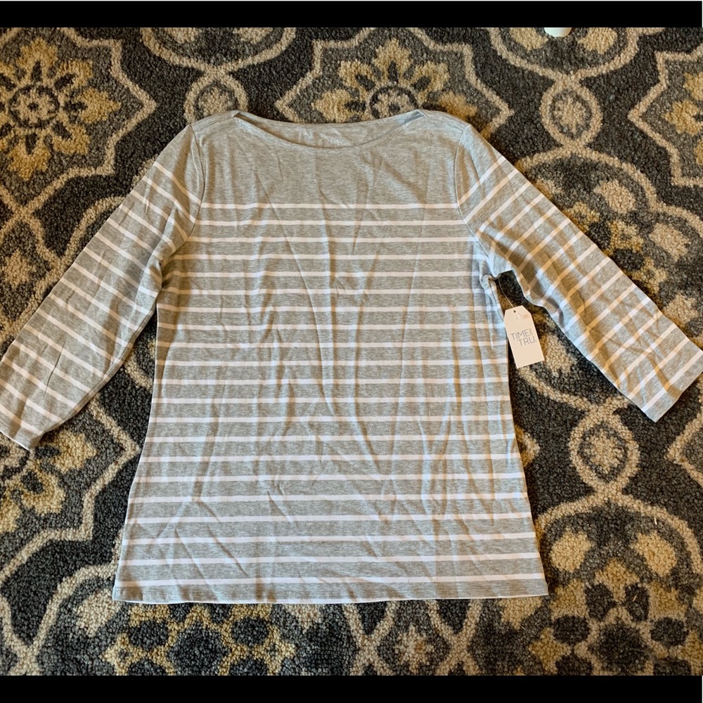 NWT Gray & White Striped Top